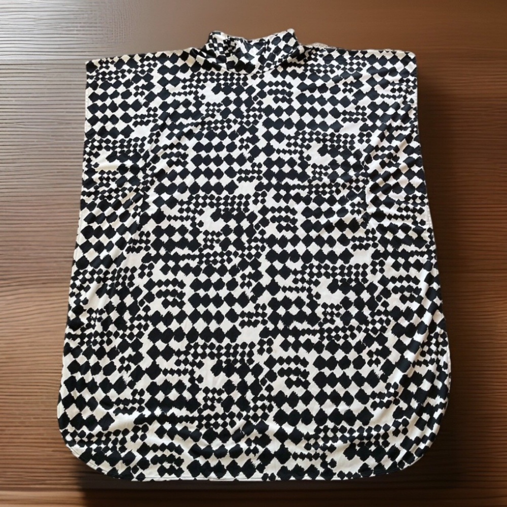 VTG TAPOO HAWES of California Black White 60'S Retro Muumuu Adjustable Waist O/S